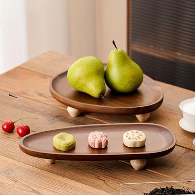 Chinese Style Wooden Pallets Irregular Stem-dish Household Storage Tray Three Legged Walnut Storage Tray Put Fruit Dim Sum