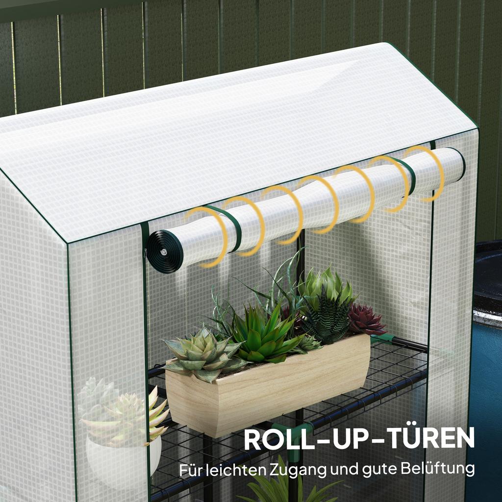 40 x 100cm Three Shelf Steel Frame Greenhouse - White