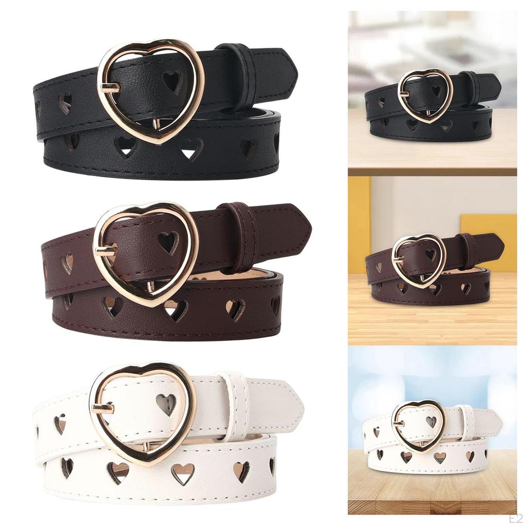 Fashion Women PU Leather Belt Clothes Accessories Heart for Pants Dress Decor