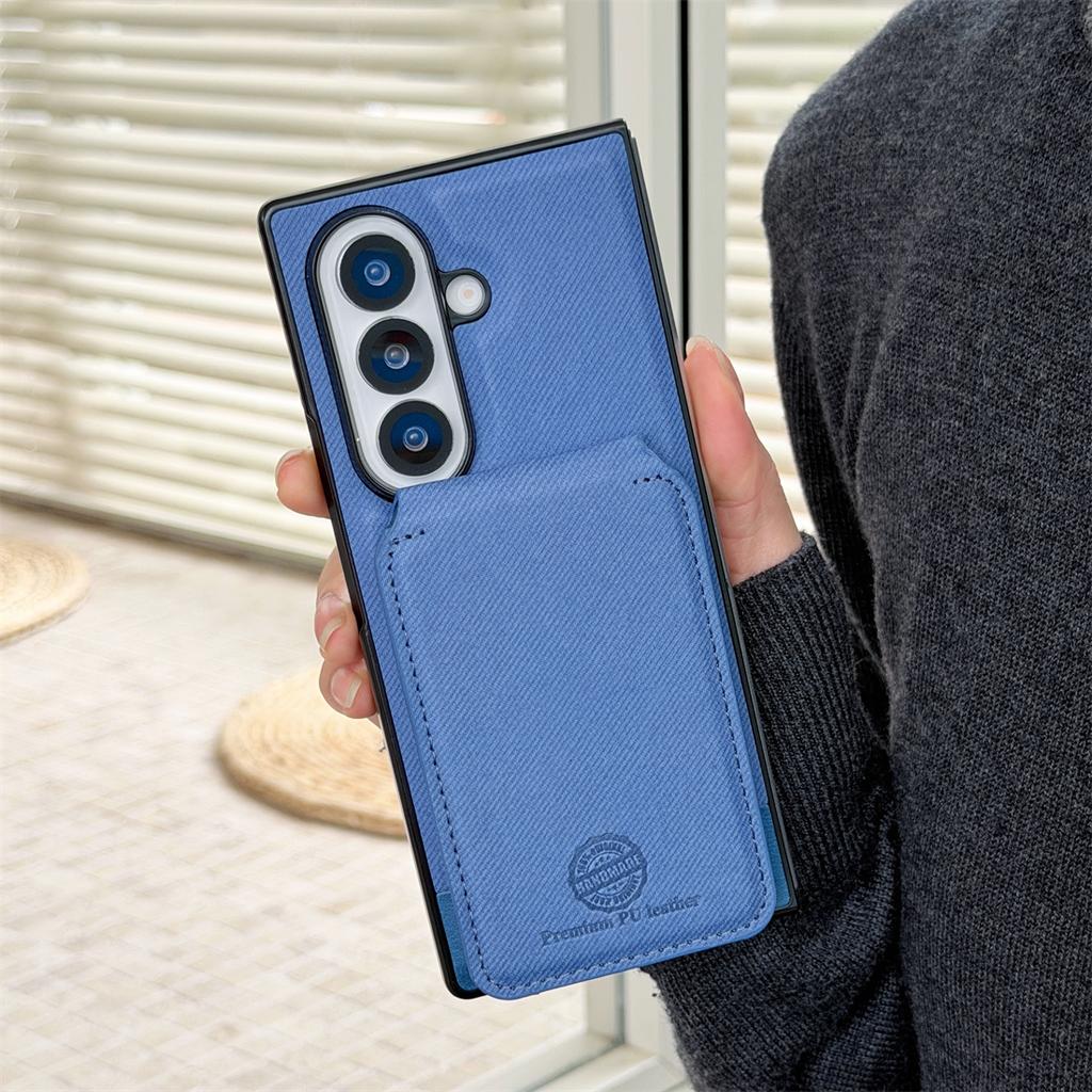 2 In 1 Magnetic Leather Wallet Cards Solt Phone Case for Samsung Galaxy Fold 7 6 5 4 3 Wireless Charging Holder Protective Cover