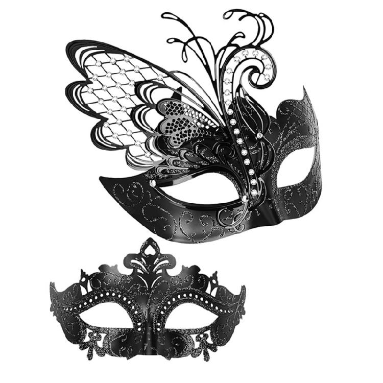2Pcs Men Women Masquerade Mask Butterfly Eyemask, Masquerade Half Face Cover Halloween Costume Decoration for Women Men
