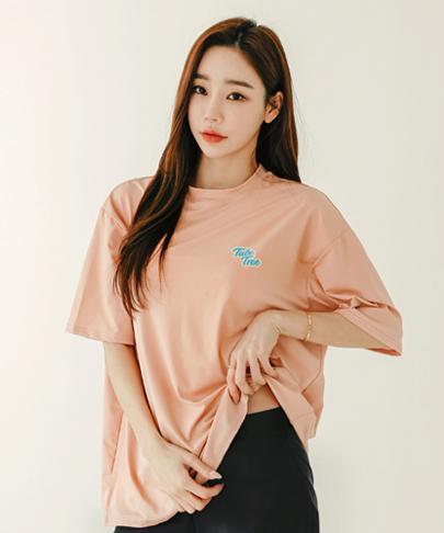 Tyubeuteuli Women'S Basic Loose Fit Short Sleeve Rash Guard B604 Salmon Pink