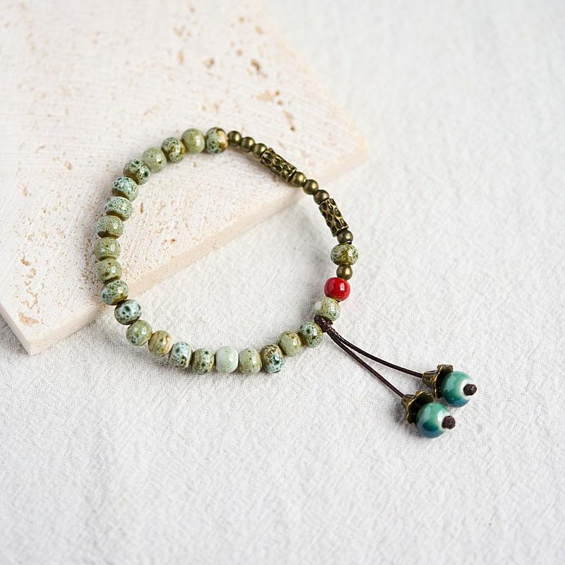 Аксессуары в национальном стиле Браслет из фарфоровых бусин Браслет из керамических бусин Jingdezhen Двухслойные украшения в новом китайском стиле no specifications