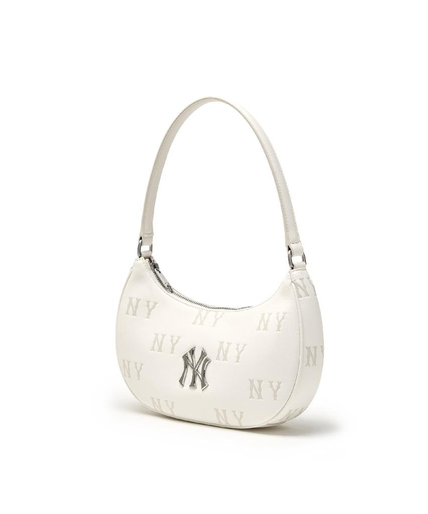 Mlb Classic Monogram Embossed Hobo Bag Ny (Cream)