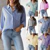 Spring New Women's Fashion Loose Striped Shirt Casual Breathable Long-sleeve Top