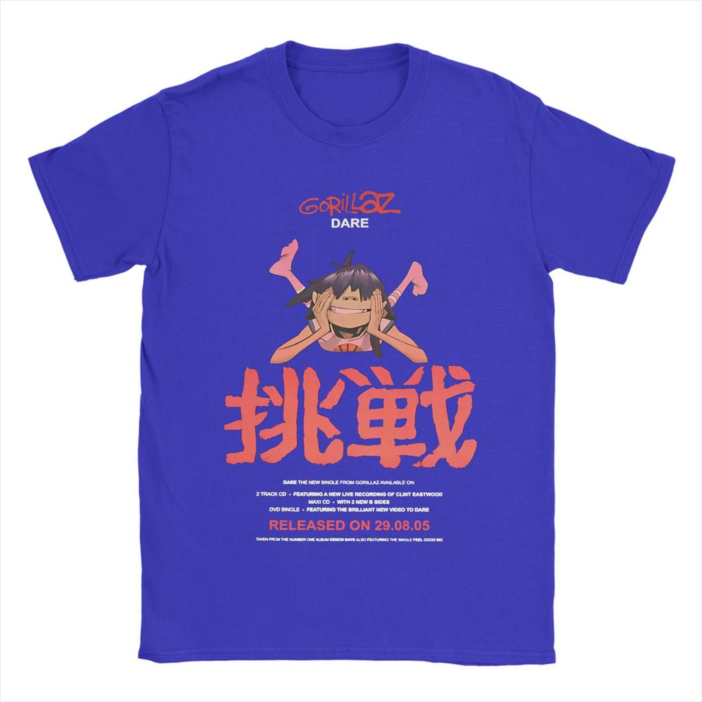 Trend Band Gorillaz Printed Pure Cotton T Shirt For Mens Summer Funny T Shirts O-Neck Hip Hop Tees Oversized Design Clothes