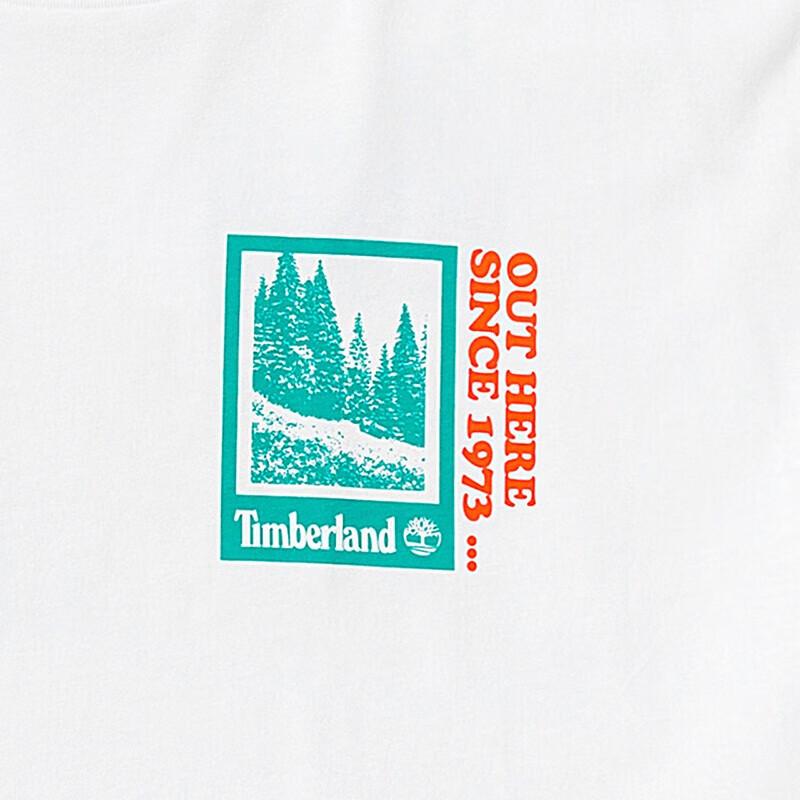 Timberland Letter Pattern Loose Fit Crew Neck T-Shirt Men Tops White A6QDN-100