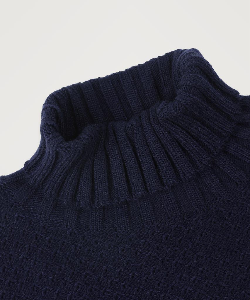 PANICALE Roll Neck Honeycomb Wool Blend Sweater [Navy]