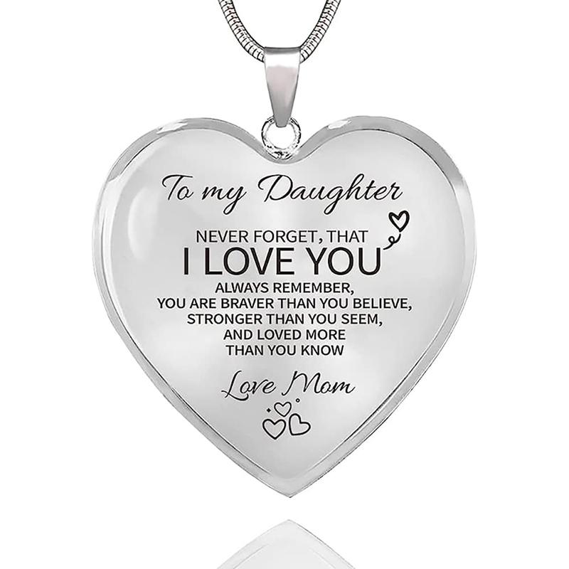 To My Daughter Heart Pendant Necklace Sunflower Inspirational Necklaces For Children Birthday Gifts