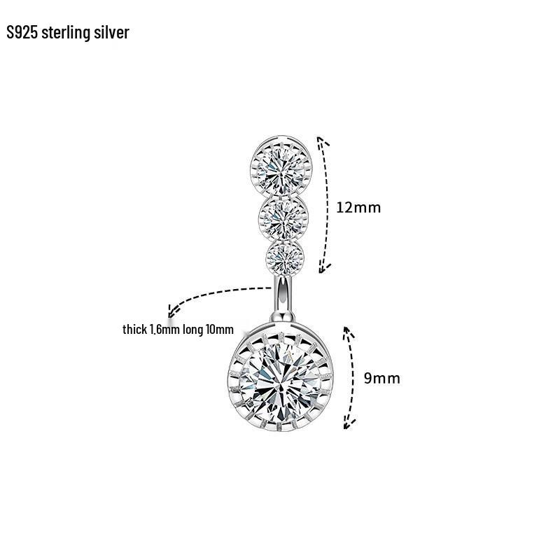 S925 Sterling Silver Navel/Belly Button Ring Body Piercing Jewelry