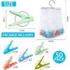Plastic Clothes P Heavy Duty Outdoor,Colored Clothes P with Mesh Clothespin Bag,50-Pack and Bag Heavy Duty for Laundry Clips
