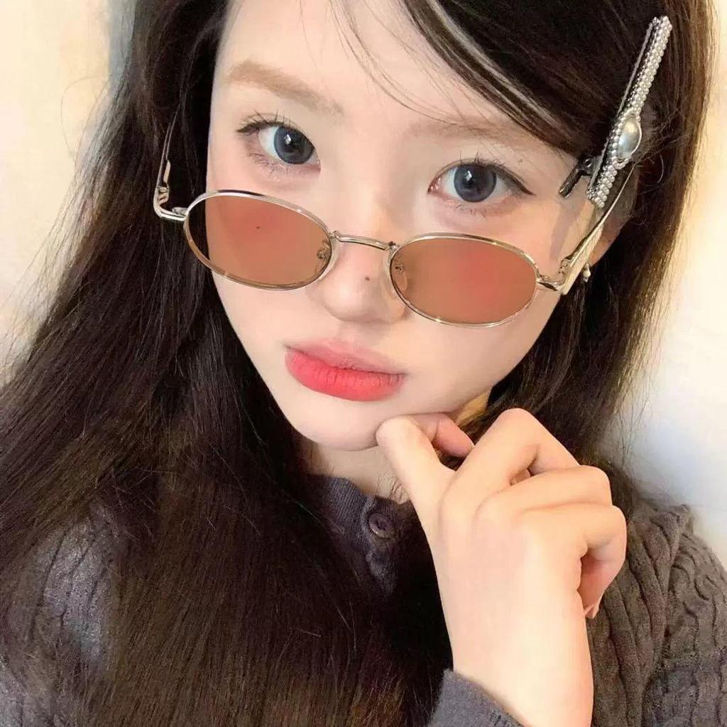 Oval Silver Small Frame Anti-Blue Light Photochromic Myopia Glasses, Prescription-Compatible, Plain Face Literary Design