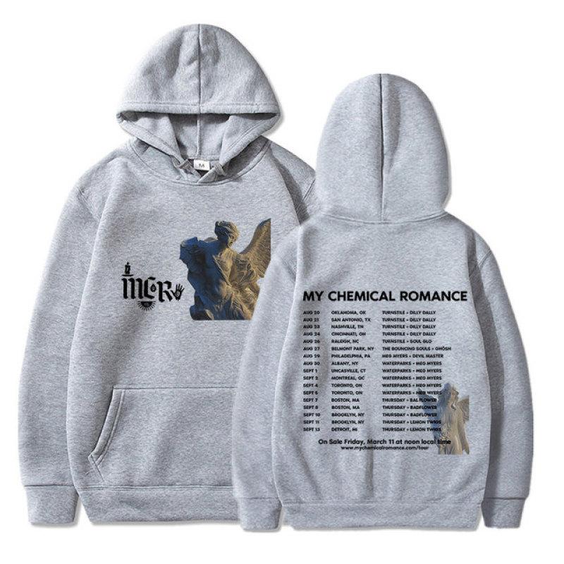 2023 m. senovinė roko grupė „My Chemical Romance Tour“ su gobtuvu Vyrai Moteriški „Punk“ gotikos megztiniai su gobtuvu Negabaritinė hiphopo gatvės apranga