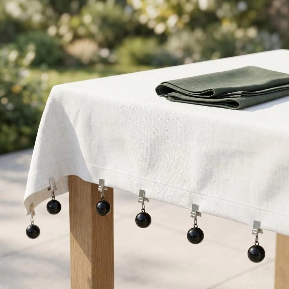 4pcs Solid Metal Ball Curtain Drape Holder Windproof Table Cover Pendant Clips  Home Dining