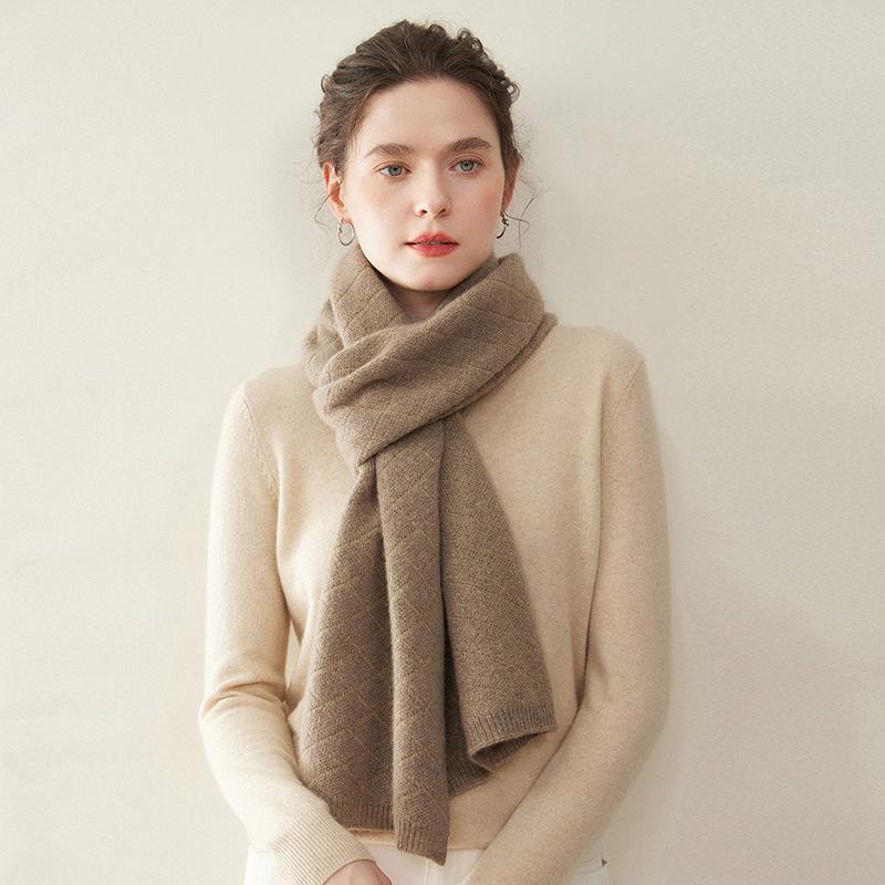 Damen 100% Reines Kaschmir-Schal - Modischer Unifarbener, Warmer Gestrickter Nackenschal für Herbst und Winter