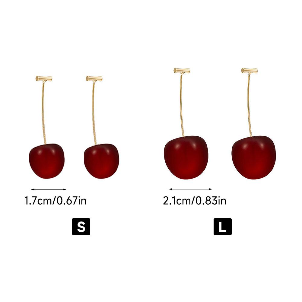Alloy Cherry Drop Dangle Earrings Women Sweet Fruit Design Korean Fashion Daily Party Wedding Trendy Jewelry