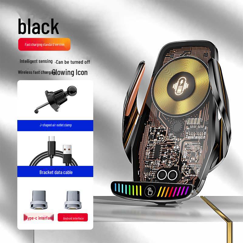 66W Magnetic Wireless Car Charger with Auto-Clamping Phone Holder and LED Light