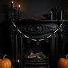 Ghost Halloween Garland 2 Pcs 7.5FT Garland, Felt Pumpkin Bat Skull with Banner Decoration Wood Beads, Party Hanging for Fireplace Doorway Indoor