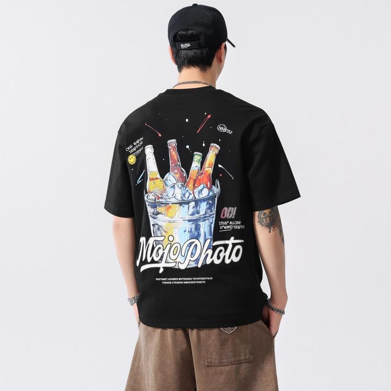 New Summer Short-sleeved Trendy Versatile Printed Pattern Fashionable T-shirt Cool Feeling