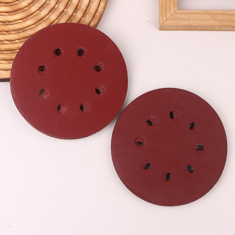 10Pcs 5 Inch 8-Hole Alumina Sanding Pad Sanding Sheet Polishing Sand Paper Sanding Discs Abrasive Polishing Tool For Metal Wood