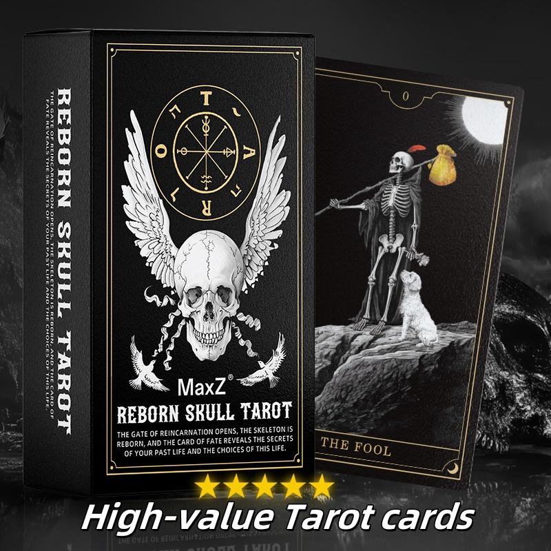 New Skull Black Tarot Deck 78 Cards Gothic Divination Oracle Dark Mystery Rider Waite Spiritual Guidance English Spanish Russian