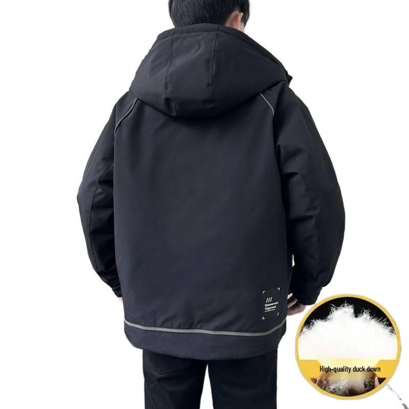 Men's Workwear 2025 Hooded Duck Down Ski Jacket - Warm, Thickened Winter Outerwear
