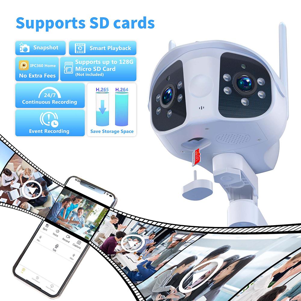 4K 8MP WiFi Security Camera Outdoor Fixed 180° Wide Angle Panorama Cam Video Waterproof Surveillance CCTV 6MP Dual Lens Cameras