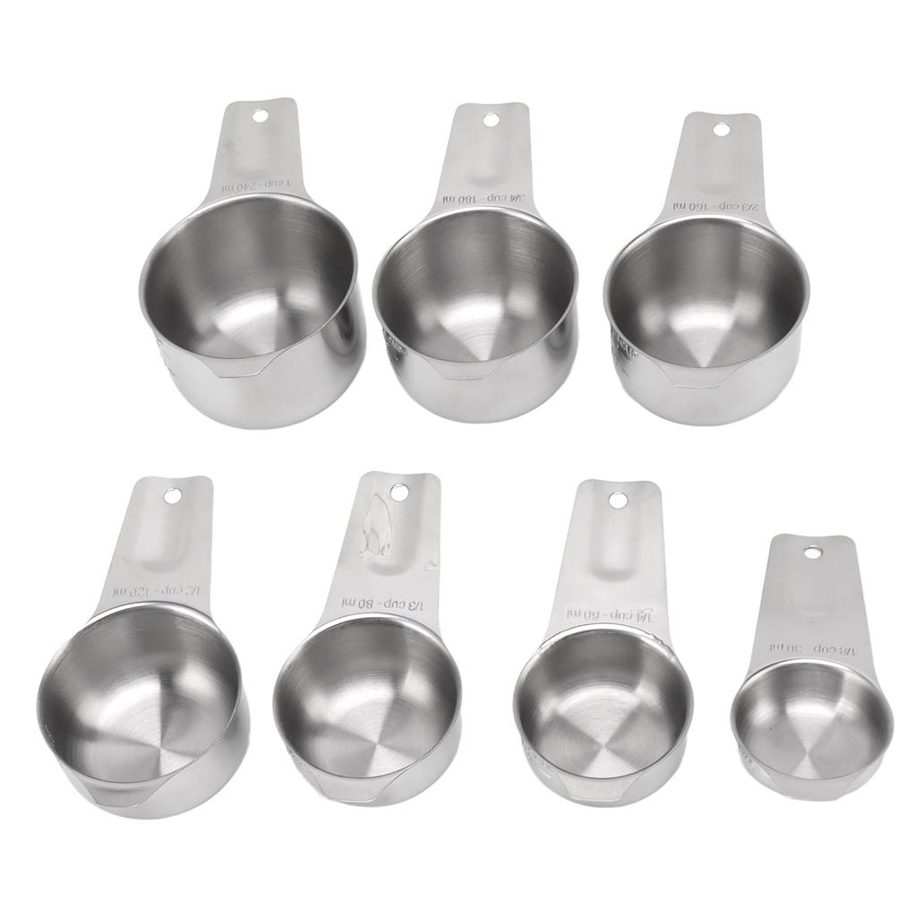 7Pcs Measuring Cups Set Stainless Steel Stackable Multifunctional Metal Nesting Measuring Cups Set for Kitchen Tools