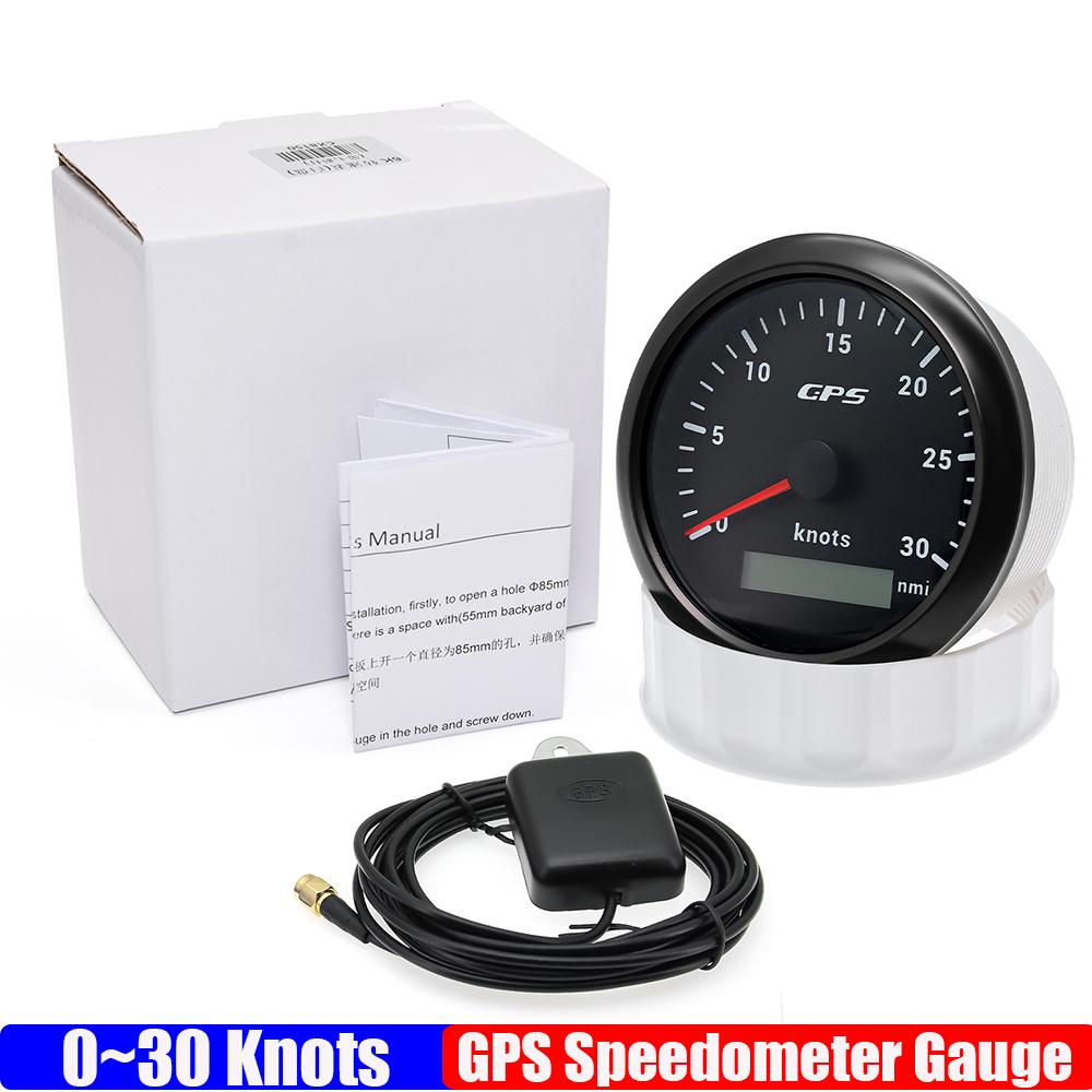 7 Color Backlight 0~30 Knots 85MM GPS Speedometer Gauge with GPS Antenna 0~60 Knots Odometer for Marine Car Boat Yacht 12V24V