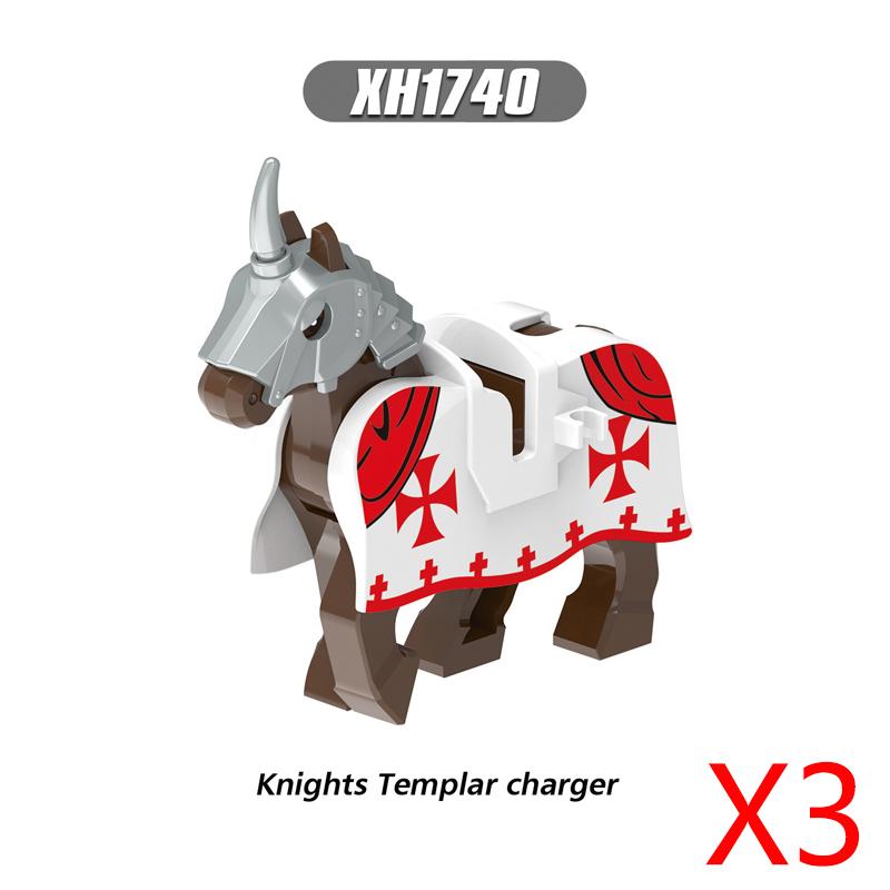 Military Building Blocks Medieval Solider Knights Equipments Mount War-Horse Wolf Flag Vests Shields Fiery Dragon Mini Blocks