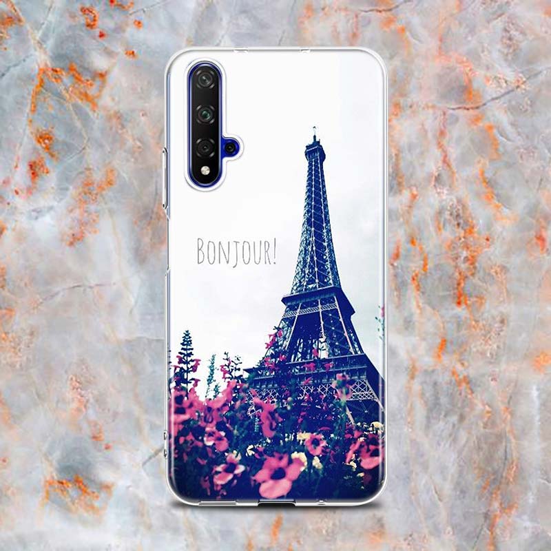 Paris Eiffel Tower Travel Silicone Cover For Honor 20 20S 20E 8 8A Prime 8X MAX 8C 8S 7A 7C 7S Pro Phone Case