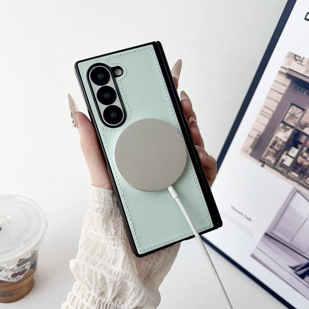 Luxury Leather Matte Shockproof Case for Samsung Galaxy Z Fold 7 6 5 4 3 Fold7 Zfold Magnetic Wireless Charging Business Cover