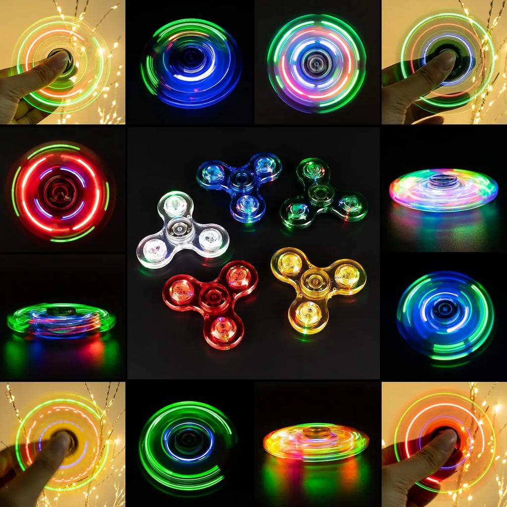 Glow in Dark LED Light Fidget Spinner Finger Toy Hand Spinner Stress Reduction and Anxiety Relief for Children
