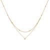 Exquisite Double Layer CZ Diamond & Gold Bead Clavicle Necklace, Stainless Steel Vacuum Plated Color Retention Jewelry