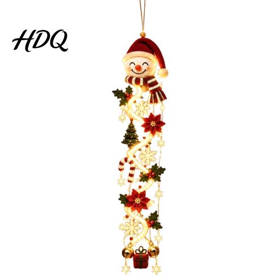 Handmade Look Xmas Ornament Glowing Christmas Door Hanger Crochet Spiral with LED Lights Snowman Santa Reindeer Lighted Holiday Hanger Angel