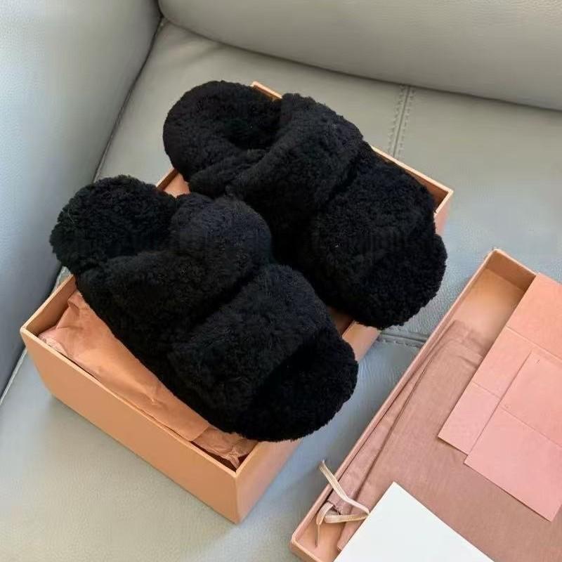 Thick-soled Fluffy Slippers Women's 2025 Autumn New Fashionable Versatile with Skirts Casual Lazy One-pedal Cotton Slippers