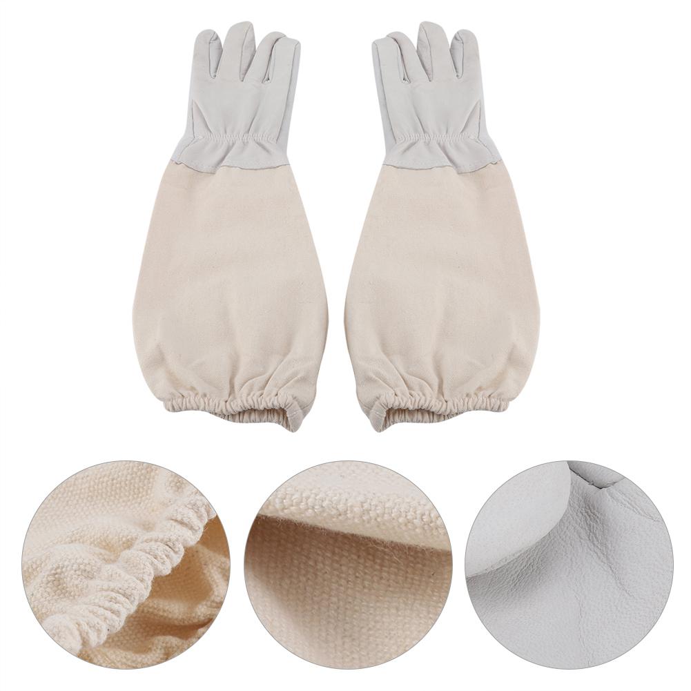 

Beekeeping Protective Gloves with Long Canvas Sleeve Beginners Beekeepers Working Tool (XXXL)