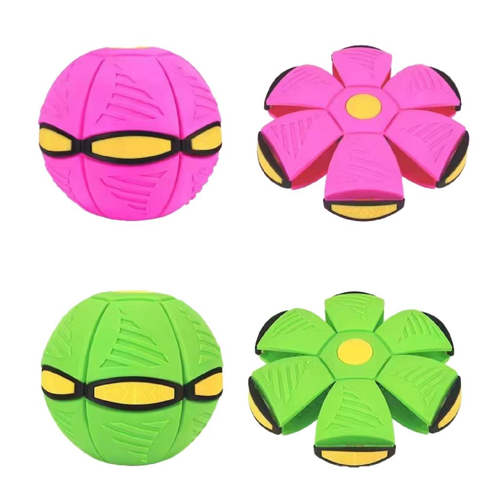 CAWKAY Flying Disc Pet Dog Deformed Dog Exercise Elastic of Ball, Toy, Ball, Frisbee, Toy, Throw, Relief, Bite-Resistant, (Pink/Green (Set 2))