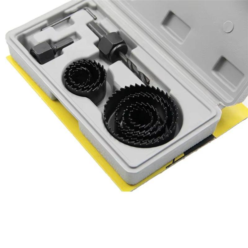 ABUL-11Pcs Hole Saw Kit Carbon Steel Metal Circle Power Drill Hole Cutter For Wood PVC And Plastic