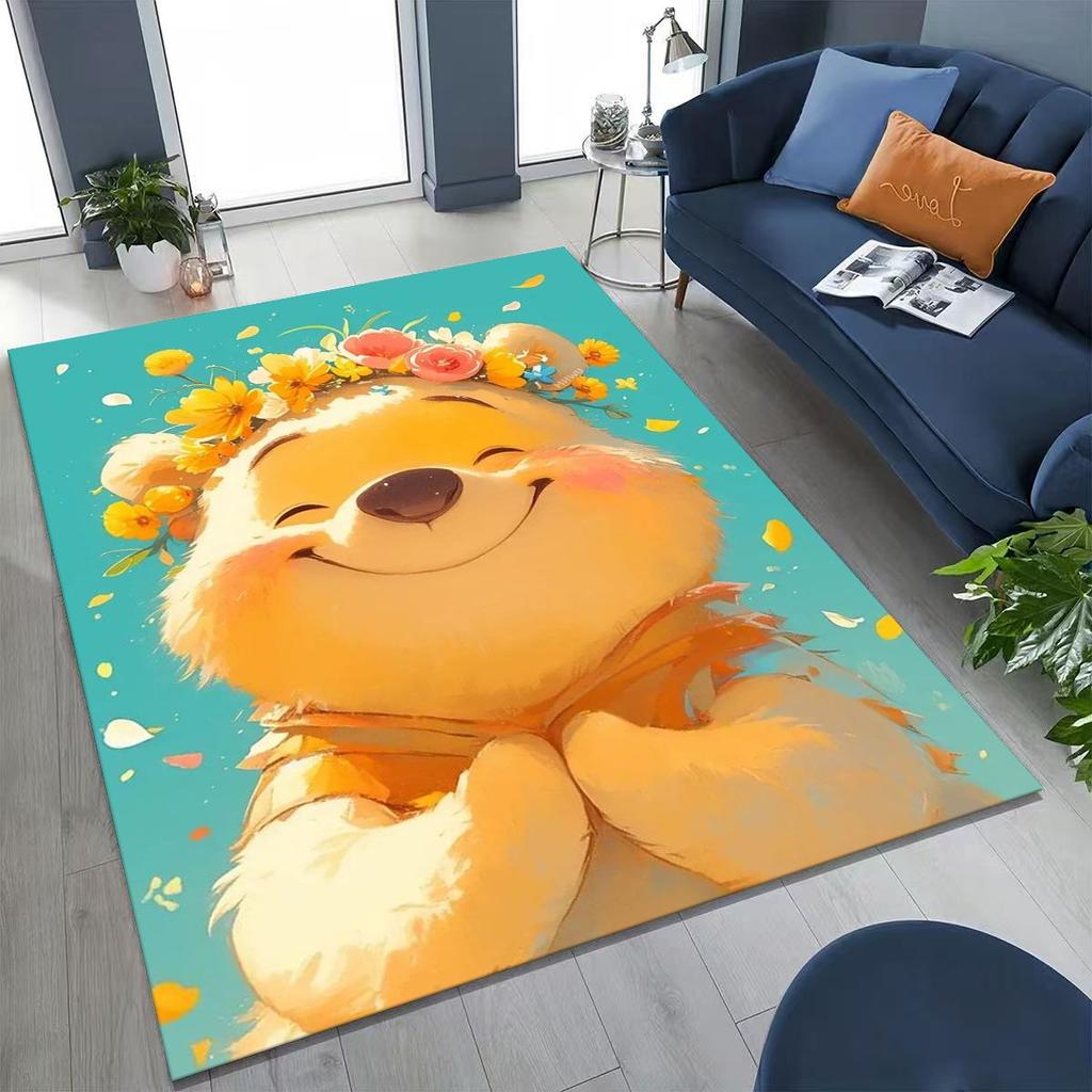 New Cute Winnie Pooh Bear Cartoon Rug for Bedroom Living Room Sofa Home Doormat Decor, Large Kids Play Non-slip Floor Mat