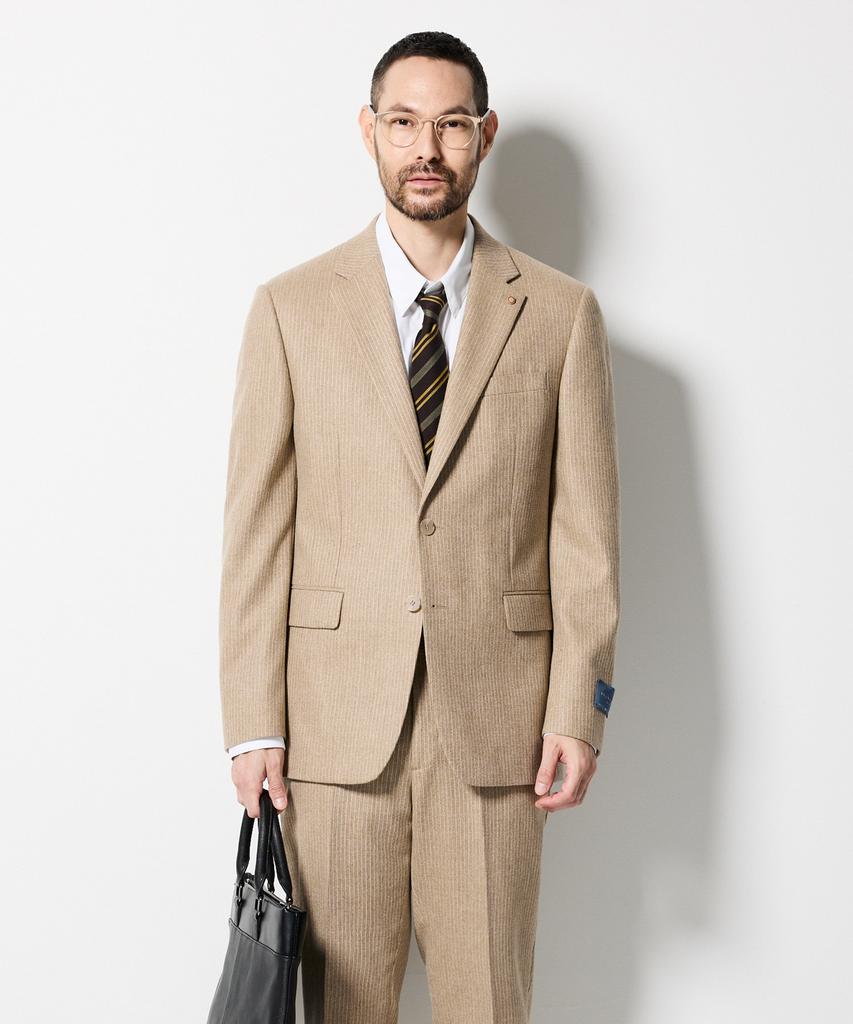 STCO Italy Guabello 100% Wool Ribbed Suit Setup Beige (Classic Fit)_Ssjvd95Set (B Type)