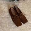 French Retro Niche Square Head Bow Flat Ballet Shoes Single Shoes Women's Spring and Autumn New Mary Jane Loafers