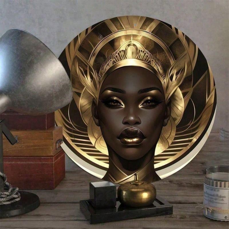 

Vintage Metal Poster Wall Art African Woman Wreath Living Room Decor