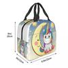 Bonito Unicornio Sentado en la Luna Lonchera Portátil para Mujer Enfriador Impermeable Térmico Aislado para Alimentos Bolsa de Almuerzo para Escolares Niños Estudiantes