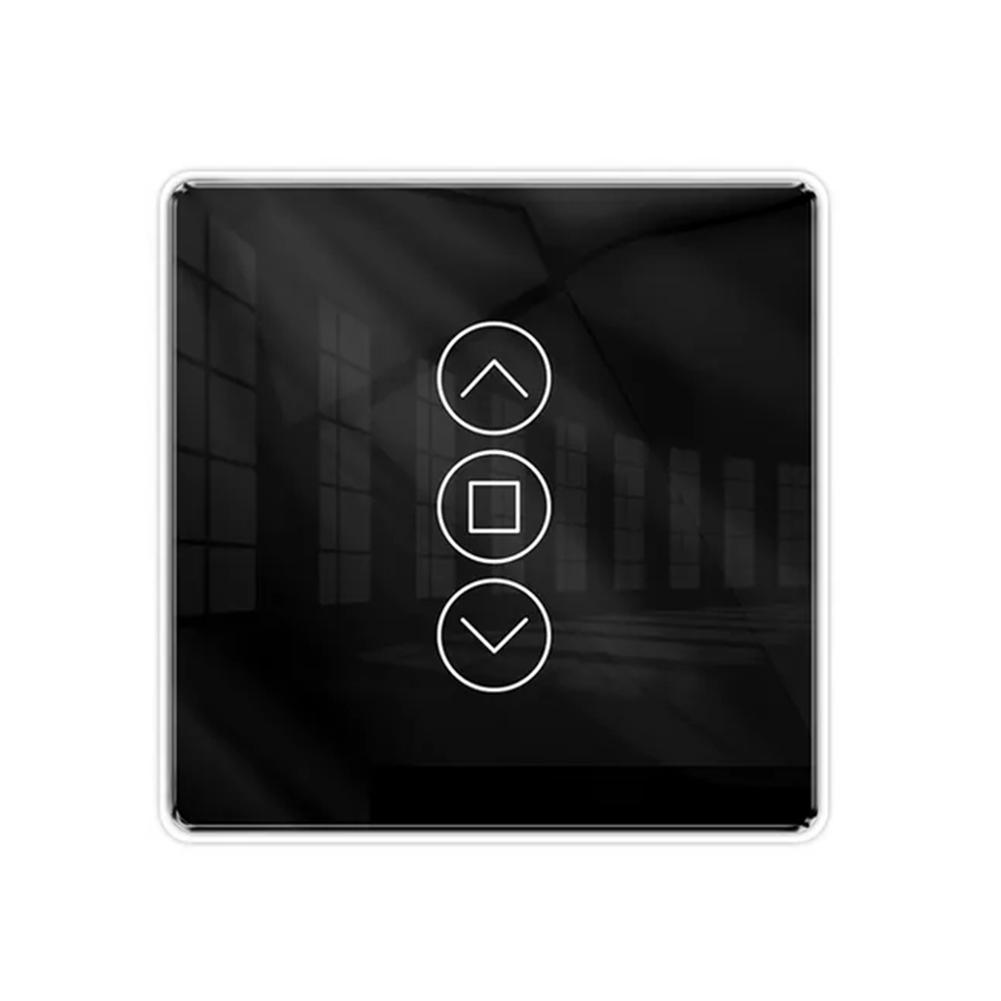 LangYeao WiFi Smart 2.5D Arc Glass Touch Panel Curtain Switch for Roller Blinds Shutters APP Control Work With Alexa Google Home