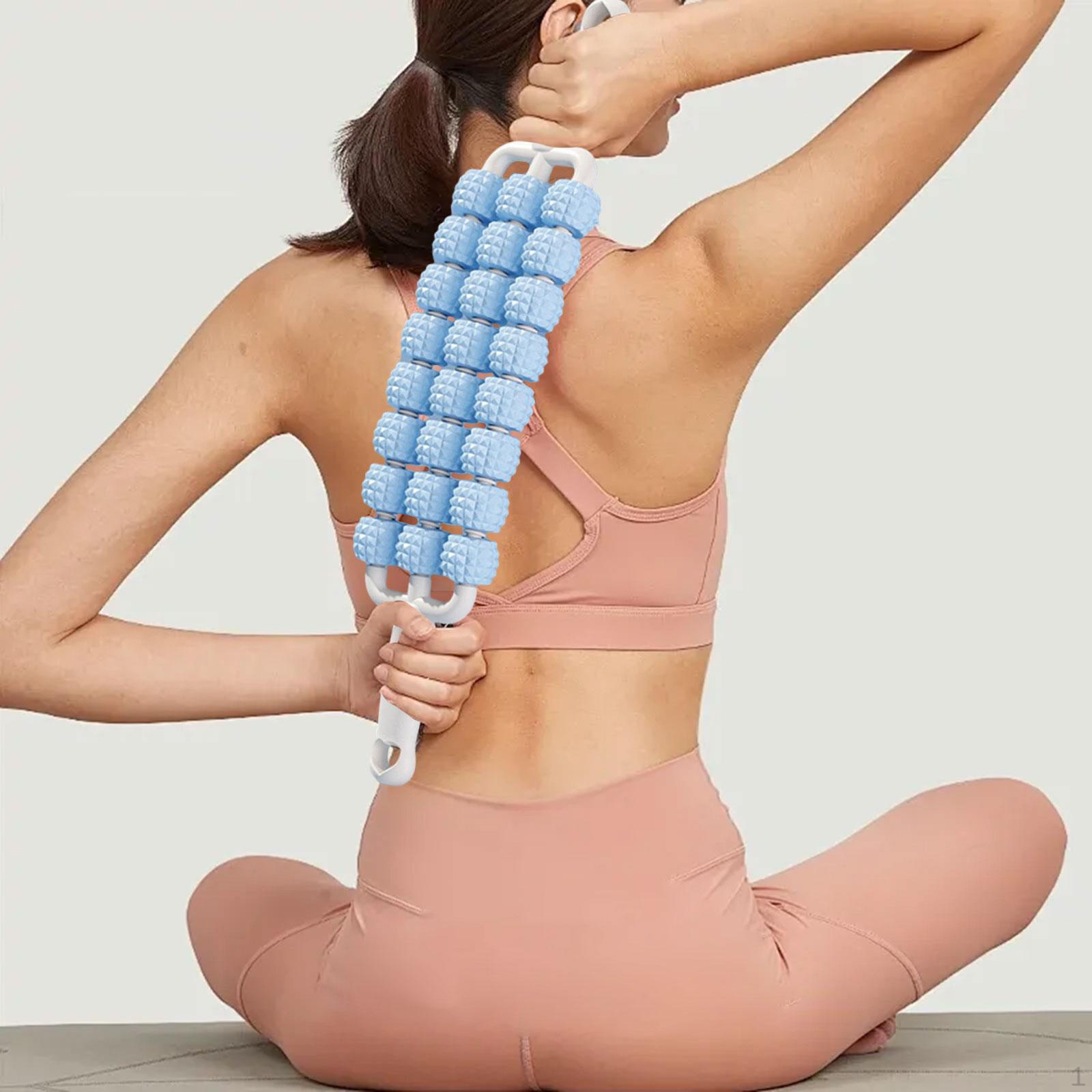 

Массажный ролик с 3 рядами, Легкий гибкий для ног и спины, Ручной для живота, синий