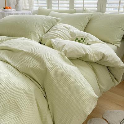Ins Style Waffle Bed Four-piece Set Pure Cotton Washed Cotton Quilt Cover Bed Sheet Three-piece Fitted Sheet Set