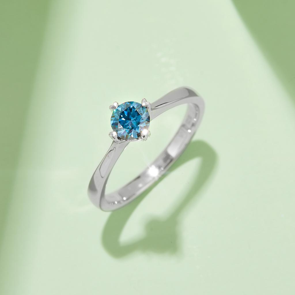 Straight Shank Heart-to-Heart Style S925 Sterling Silver Rhodium Plated 0.5CT D Color Moissanite Engagement GRA Certified Ring