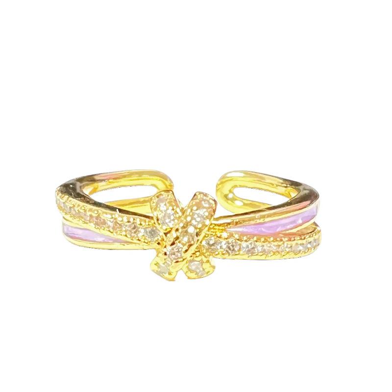 Blind Box Paar, Pfirsichblüten Tropföl Schmetterlingsring, Mittelalterliches Französisches Retro Nischendesign, Leichter Luxusring für Frauen