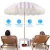 Striped Patio Umbrella with Fringe Outdoor Sunshade Umbrella with Tilt Pole for Balcony Terrace Swimming Pool Beach Garden
